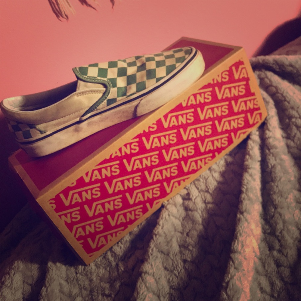 green and white checkered vans
